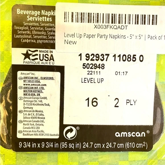 Level Up Paper Party Napkins - 5" x 5" | Pack of 16 - Picture 3 of 4